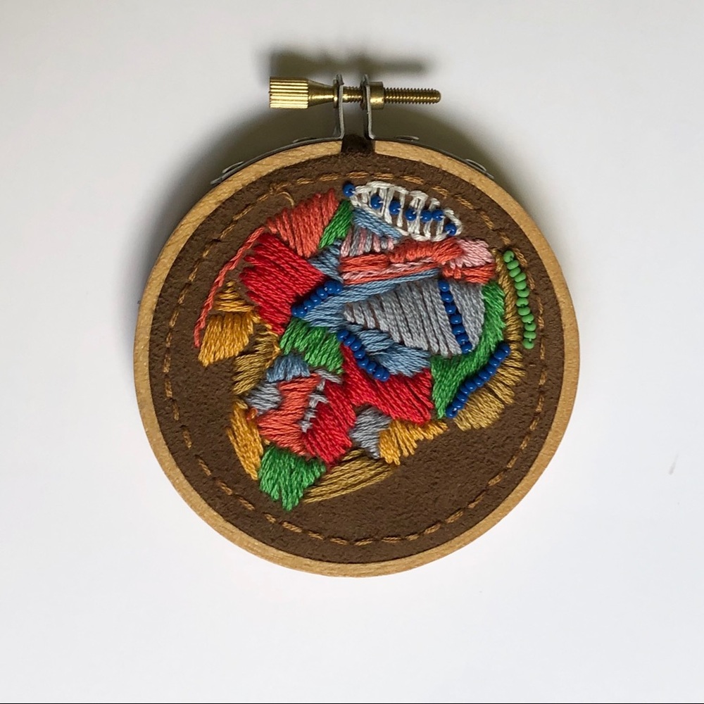 Mini Abstract Embroidery & Beading Hoop Art - Picture 3 of 8
